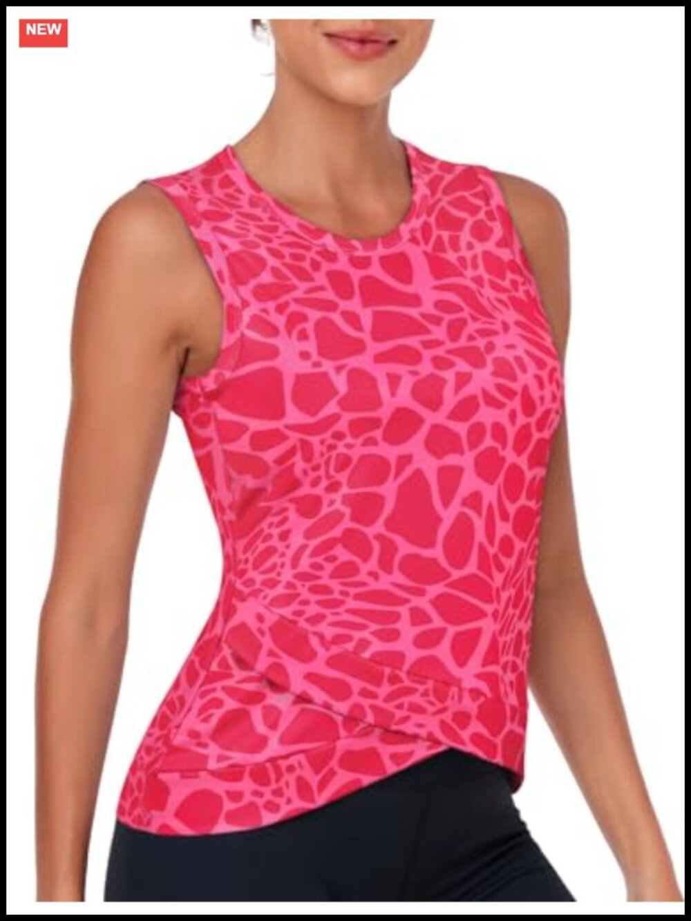 Crossover Hem Crop Tank Top Sleeveless Yoga Athletic Shirt